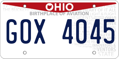 OH license plate GOX4045