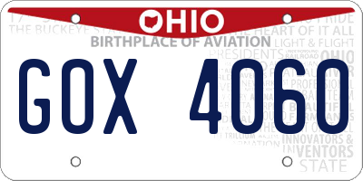 OH license plate GOX4060