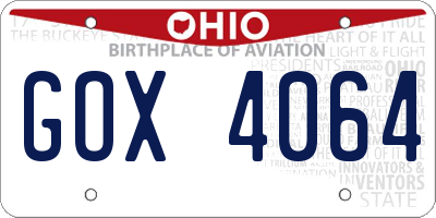 OH license plate GOX4064