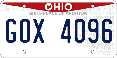 OH license plate GOX4096