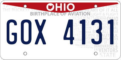 OH license plate GOX4131