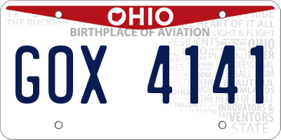 OH license plate GOX4141