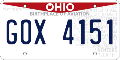 OH license plate GOX4151