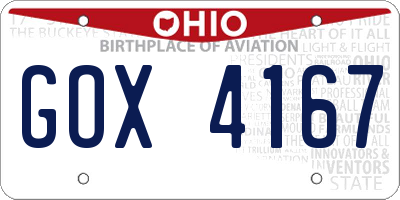 OH license plate GOX4167