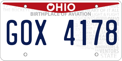 OH license plate GOX4178