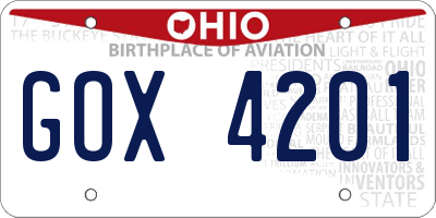 OH license plate GOX4201