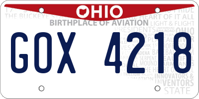 OH license plate GOX4218