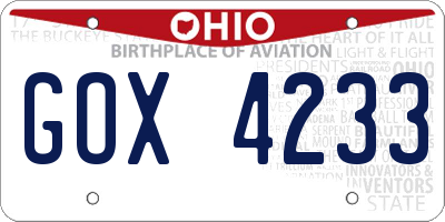 OH license plate GOX4233