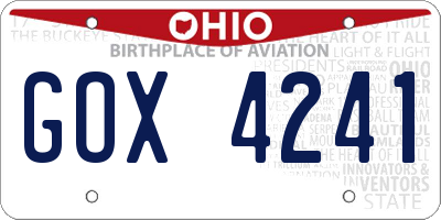 OH license plate GOX4241