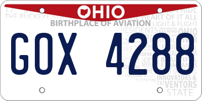 OH license plate GOX4288