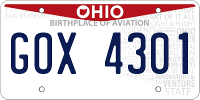 OH license plate GOX4301