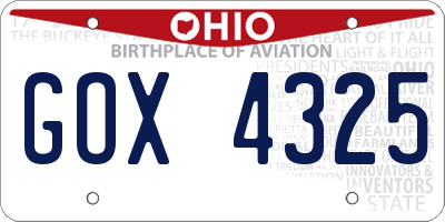 OH license plate GOX4325