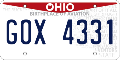 OH license plate GOX4331