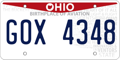 OH license plate GOX4348