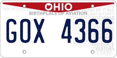 OH license plate GOX4366