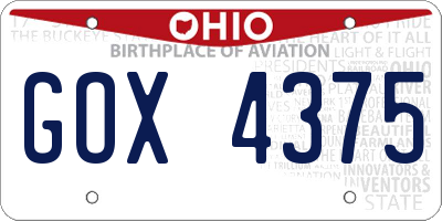 OH license plate GOX4375
