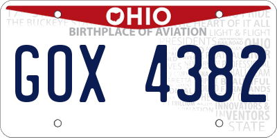 OH license plate GOX4382