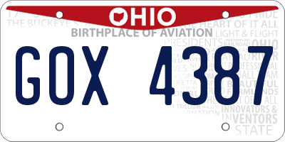 OH license plate GOX4387