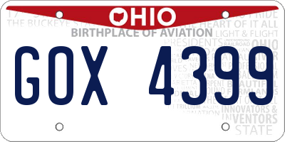 OH license plate GOX4399