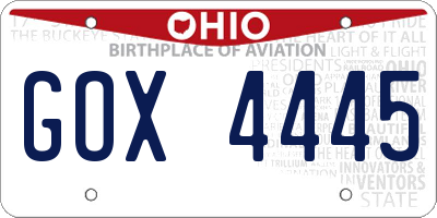 OH license plate GOX4445