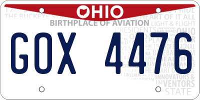 OH license plate GOX4476