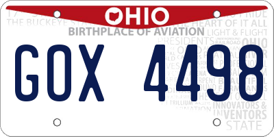 OH license plate GOX4498