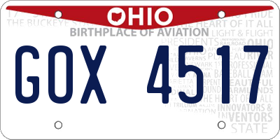 OH license plate GOX4517