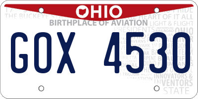 OH license plate GOX4530