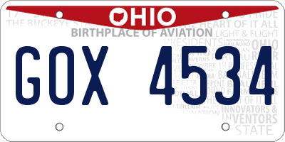 OH license plate GOX4534