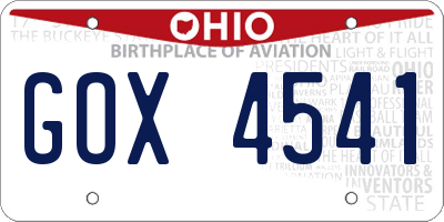 OH license plate GOX4541