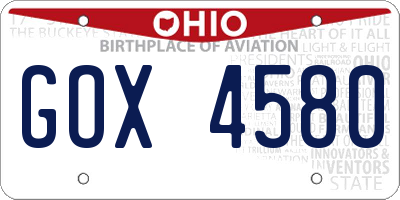 OH license plate GOX4580