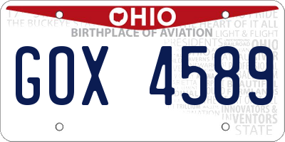 OH license plate GOX4589
