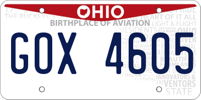 OH license plate GOX4605