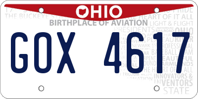 OH license plate GOX4617