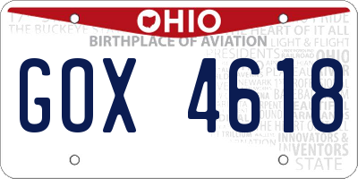 OH license plate GOX4618