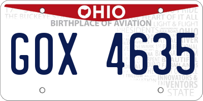 OH license plate GOX4635