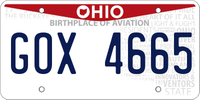 OH license plate GOX4665