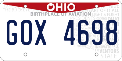 OH license plate GOX4698