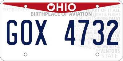 OH license plate GOX4732