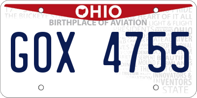 OH license plate GOX4755