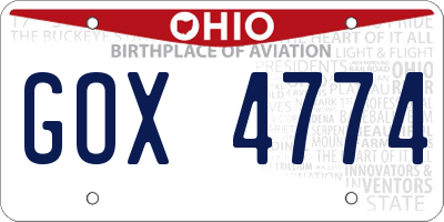 OH license plate GOX4774