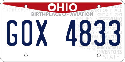 OH license plate GOX4833