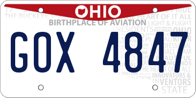 OH license plate GOX4847