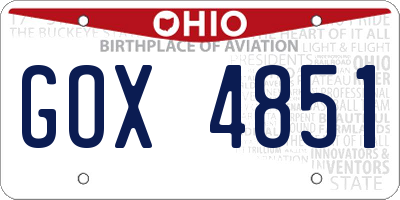 OH license plate GOX4851