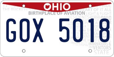 OH license plate GOX5018