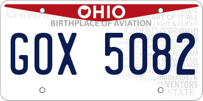 OH license plate GOX5082