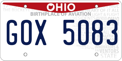 OH license plate GOX5083