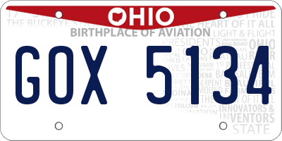 OH license plate GOX5134
