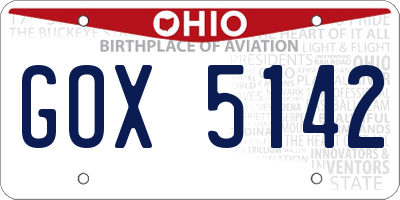 OH license plate GOX5142
