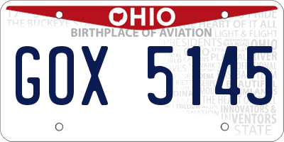 OH license plate GOX5145
